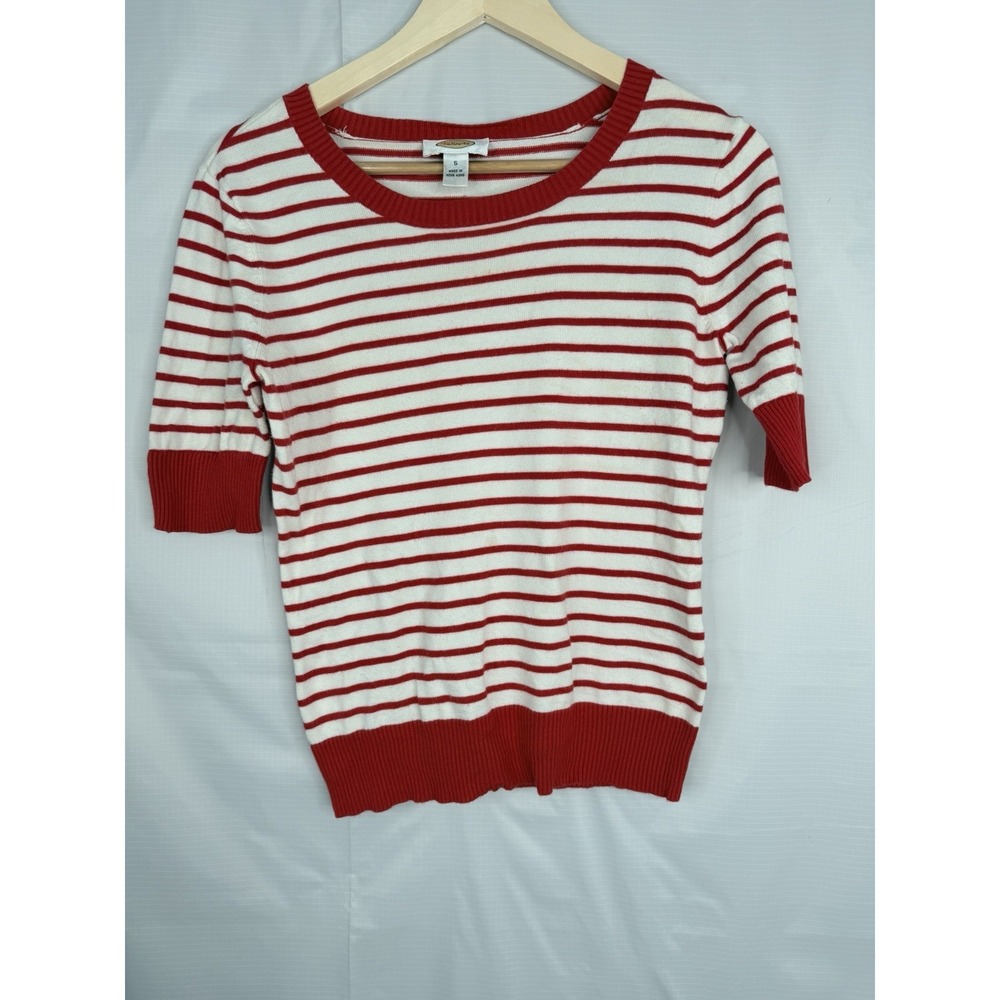 Talbots‎ Red White Striped Knit Top Button Sleeve Vintage Hong Kong Sz S